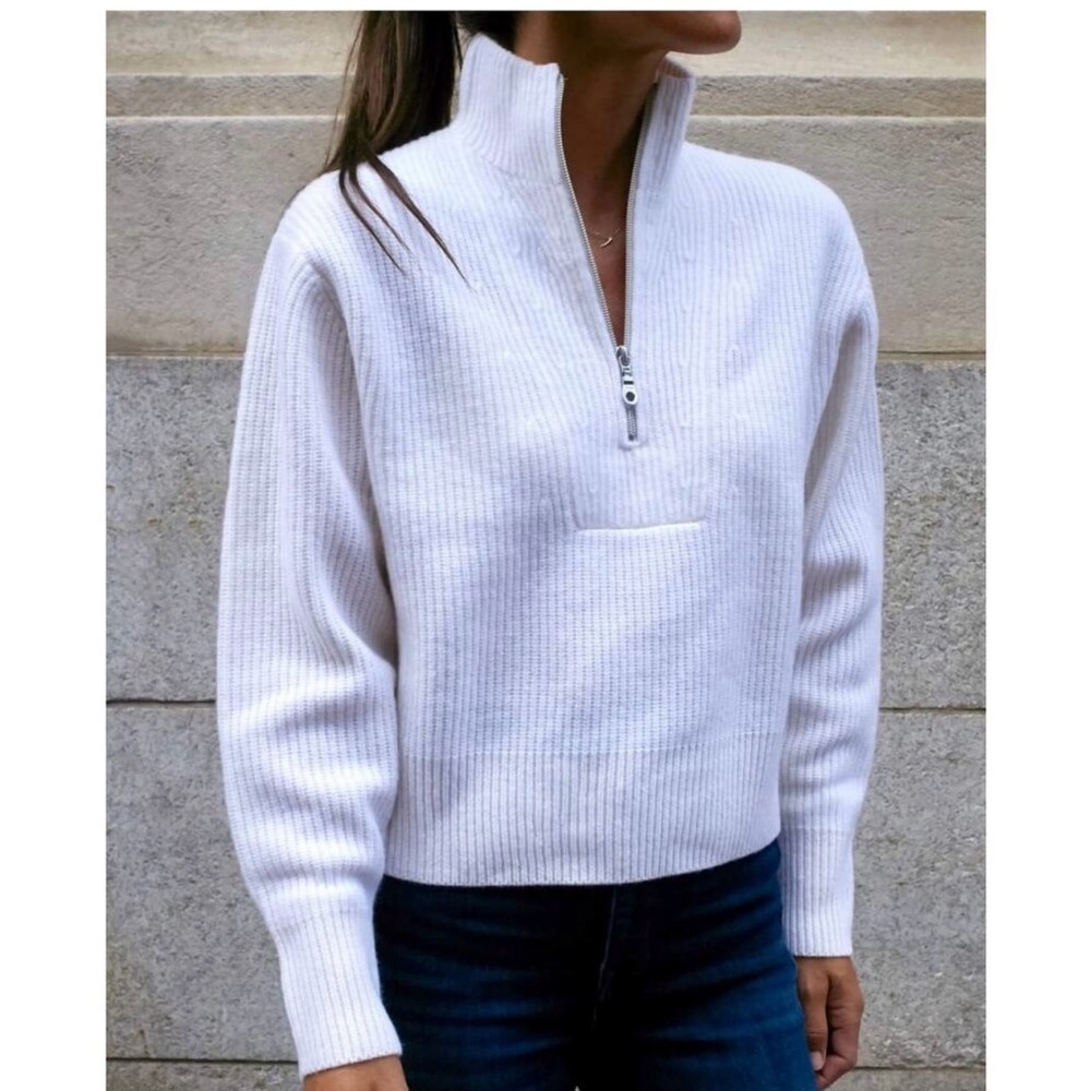 AYR White Ribbed Turtleneck Sweater